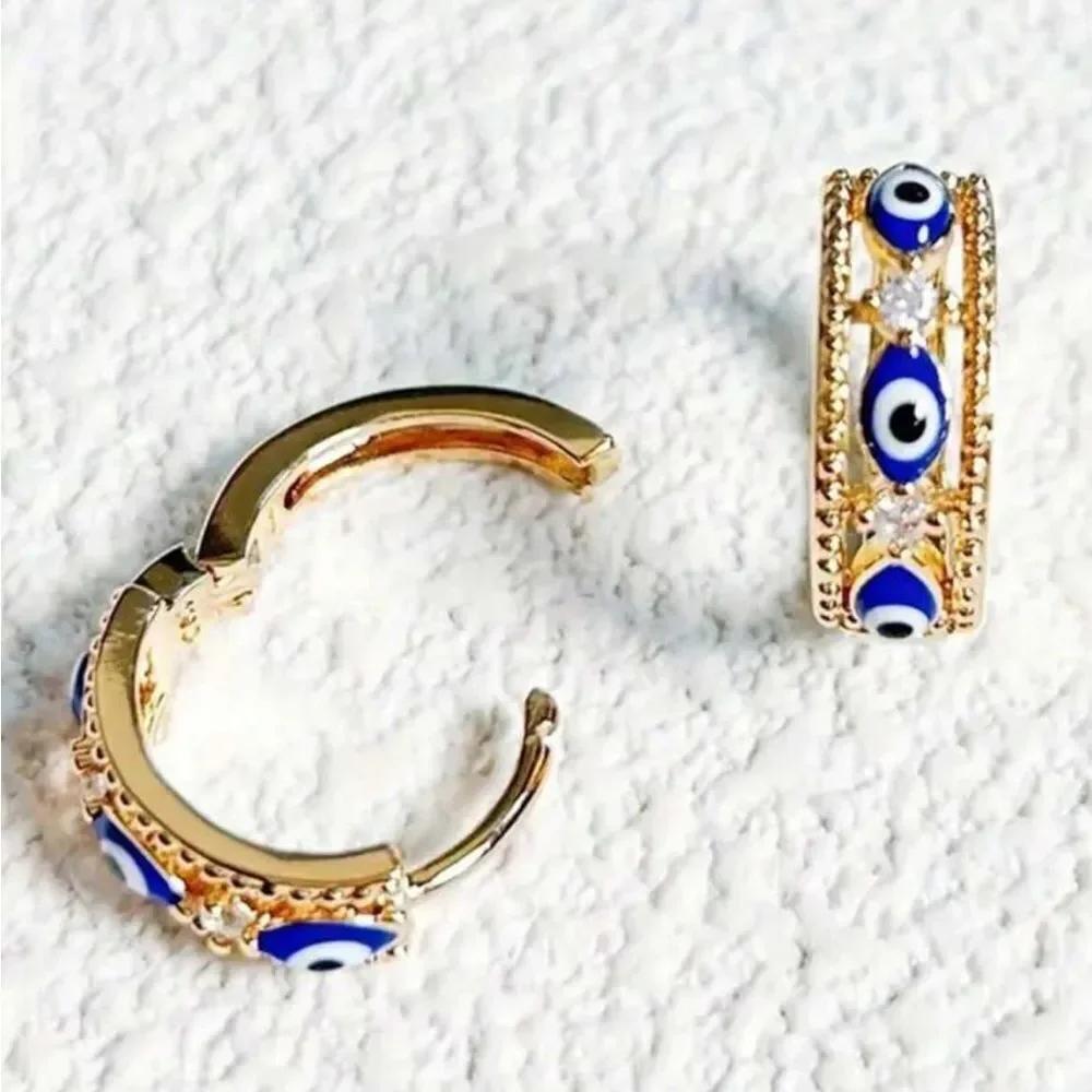 Gold Evil Eye Hoop Earrings N1301